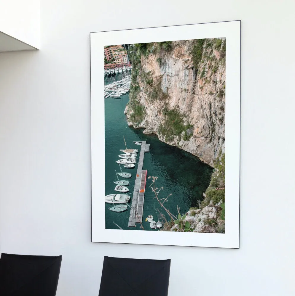 Aerial Monaco Poster INSTANT DOWNLOAD Art Print, Pastel Mediterranean Decor, Beach Photography, Marina Boat Cliff, Summer Print, Sage Green Poster, Coastal Wall Art