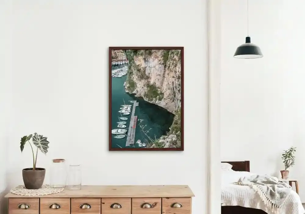 Aerial Monaco Poster INSTANT DOWNLOAD Art Print, Pastel Mediterranean Decor, Beach Photography, Marina Boat Cliff, Summer Print, Sage Green Poster, Coastal Wall Art